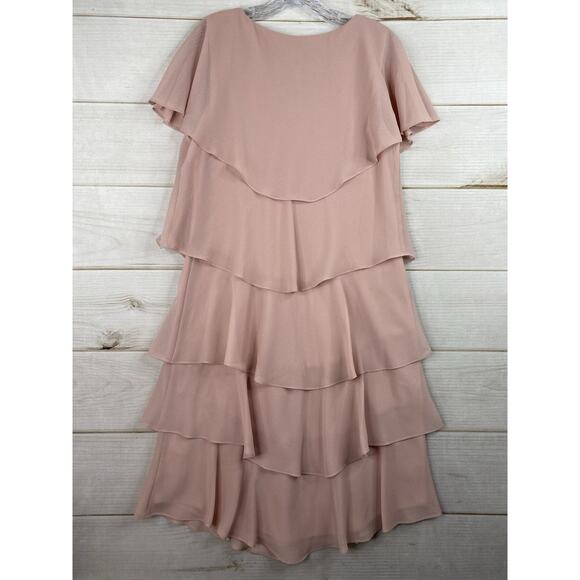 Ignite Evenings Women's Size 14 Dress Mother of the Bride Pink Tiered Chiffon - Picture 9 of 9
